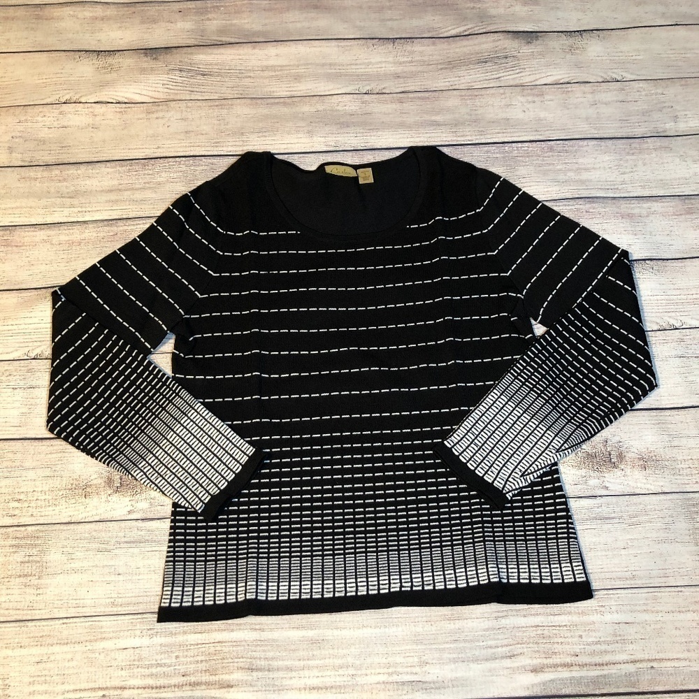 Caslon Black Striped Sweater Top Size SP